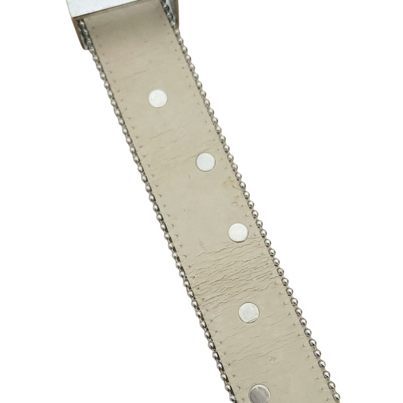 B.B. SIMON Crayola leather Swarovski Crystal silver bling statement belt Size XL - Picture 7 of 10